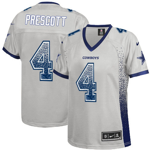 Women's Elite Dak Prescott Nike Jersey Grey - #4 Drift Fashion NFL Dallas Cowboys